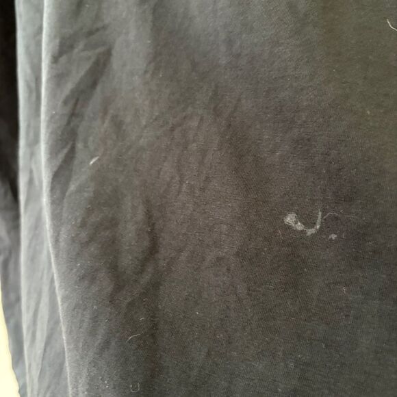 DKNY Black Polo Shirt White-Trimmed Collar see pix for stains/blemishes Men's L - Picture 9 of 11